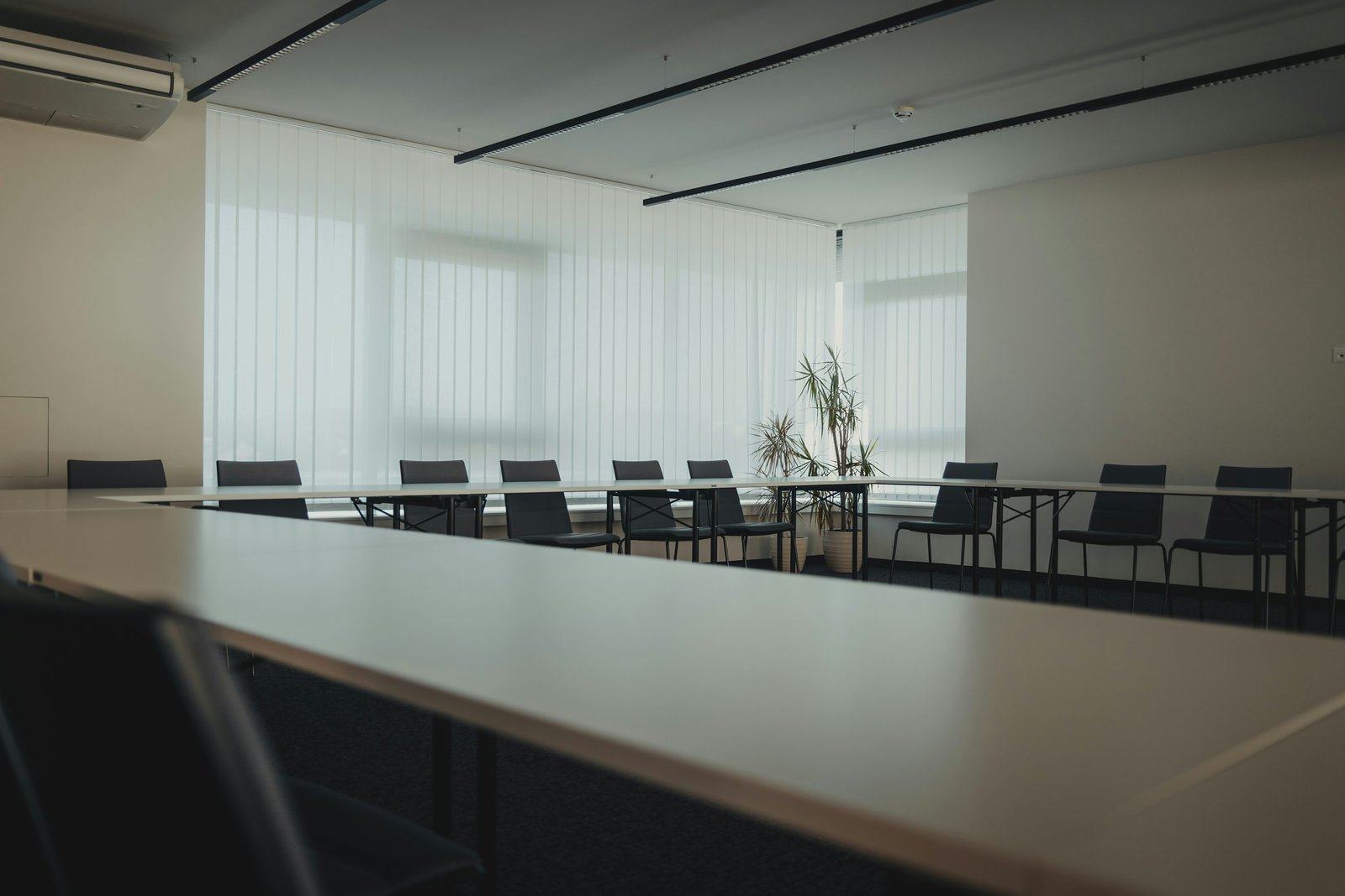 Modern conference room with an oval table